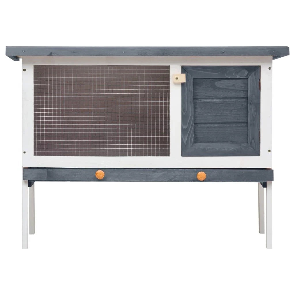 Gabbia/conigliera da esterno 1 piano 90 x 45 x 65 cm legno grigio 02_0000583