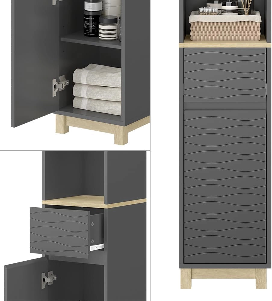 Mobili per il bagno Livia, Antracite, 30 x 151.5 cm con cassetto