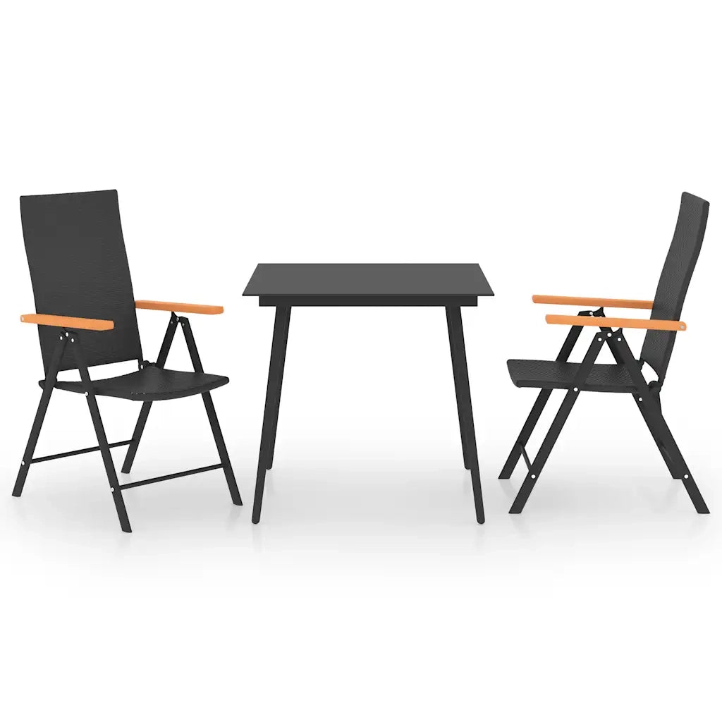 Set da Pranzo da Giardino 3 pz Nero e Marrone 3060088