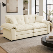 Divano 2 posti 214 cm in ciniglia beige con cuscini sfoderabili HAVRYA