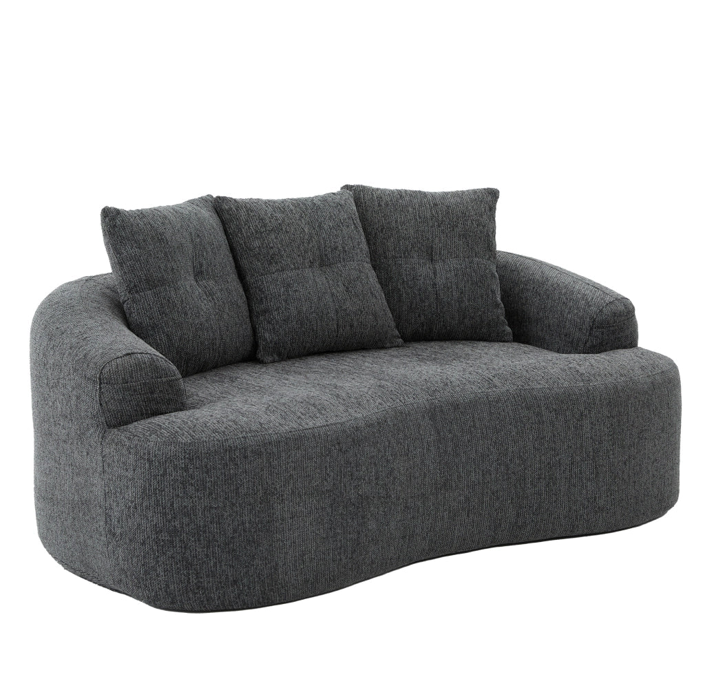 Divano 2 posti in chenille grigio con molle insacchettate
