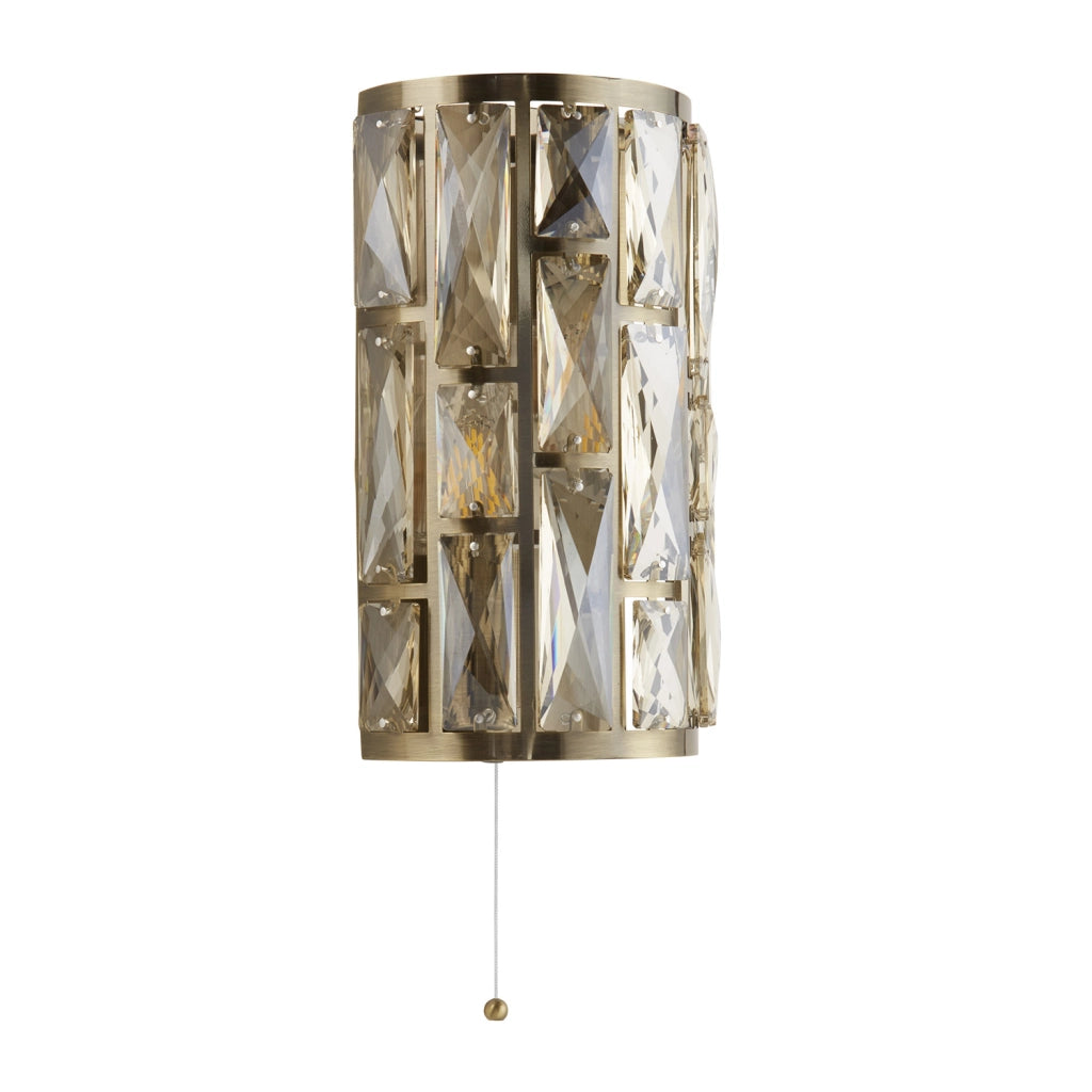 Applique Bijou 2Lt - Metallo ottone anticato e vetro champagne