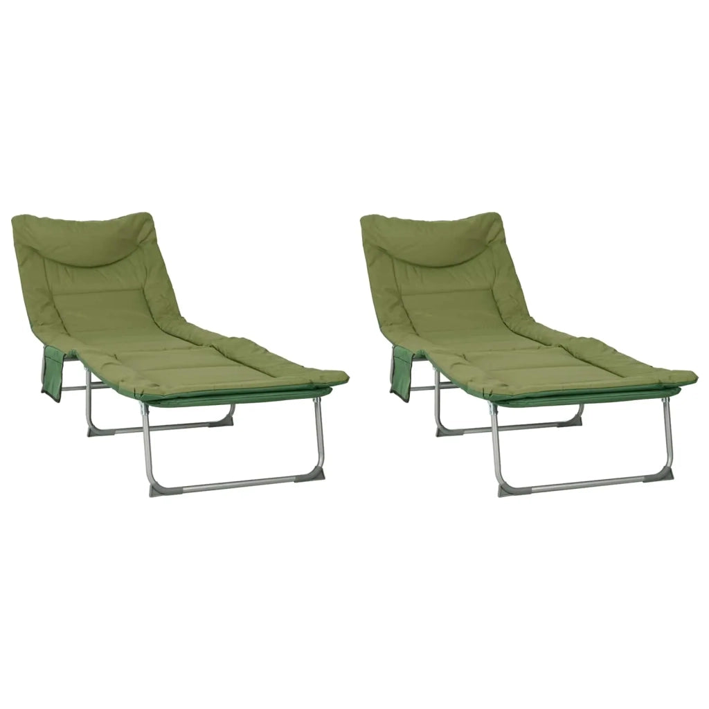 Lettino prendisole pieghevole con cuscino 2 pcs Verde Scuro 42032385