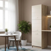 Mobile da Cucina Volvera, Dispensa da Cucina 5 Ripiani, 60x57.5x214.5h cm Beige
