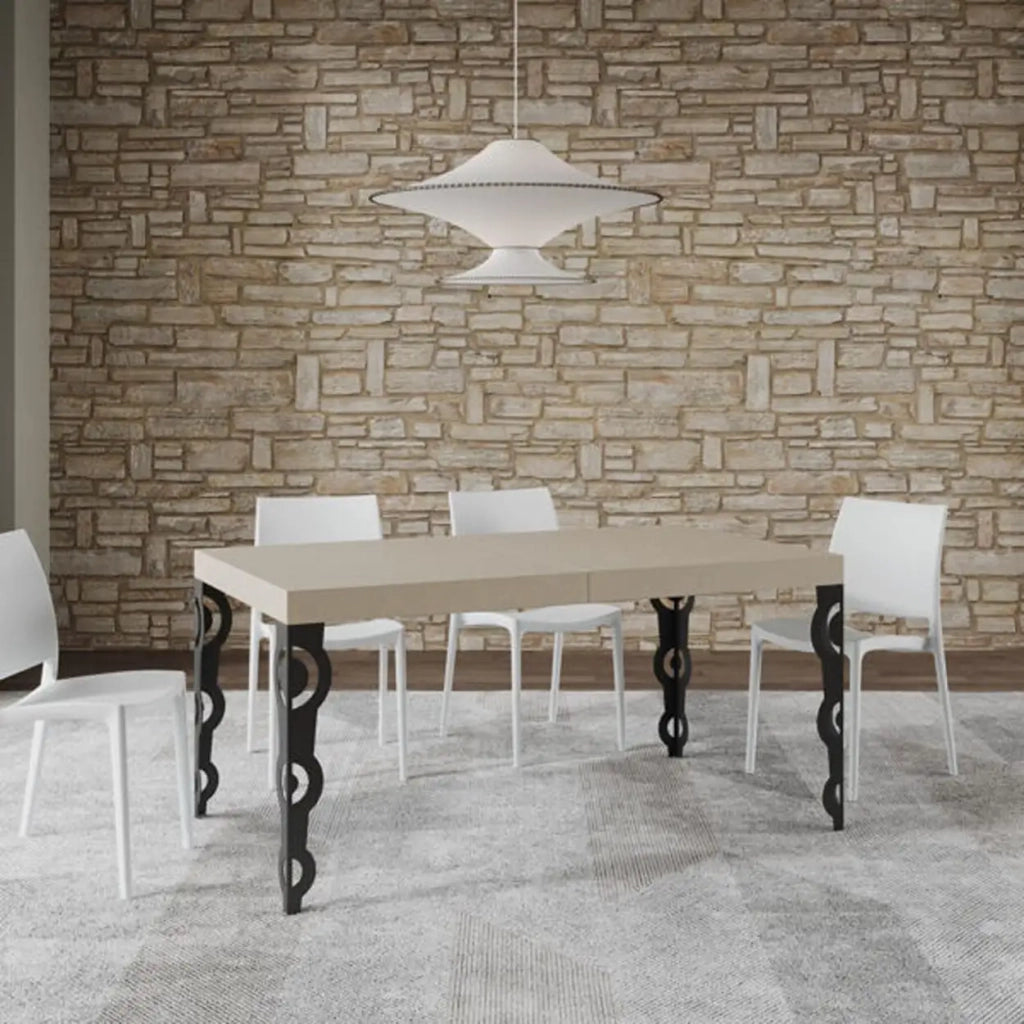 Tavolo allungabile 160/420x90 cm Karamay cashmere gambe antracite