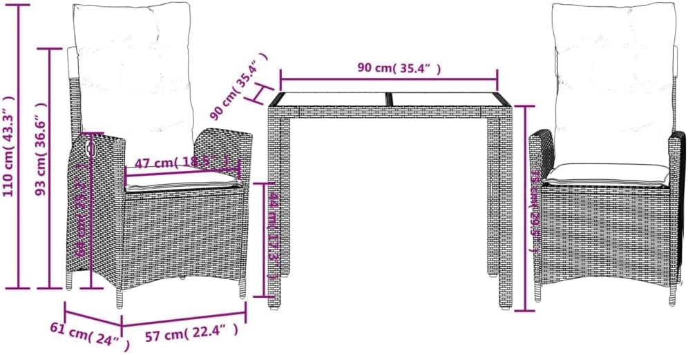 3213076 - Set da pranzo da giardino in rattan sintetico grigio, set tavolo e sedie da giardino, tavolo da terrazza e sedie, set da giardino, mobili da giardino