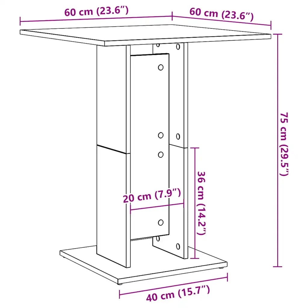 Tavolo da bistrot Rovere Nero 60x60x75 cm in Legno Multistrato 862494