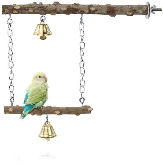 Giocattolo per Uccelli in Legno - Standard per Uccelli - Oscillatore con Catena - 22 cm di Lunghezza - Giocattolo per Uccelli