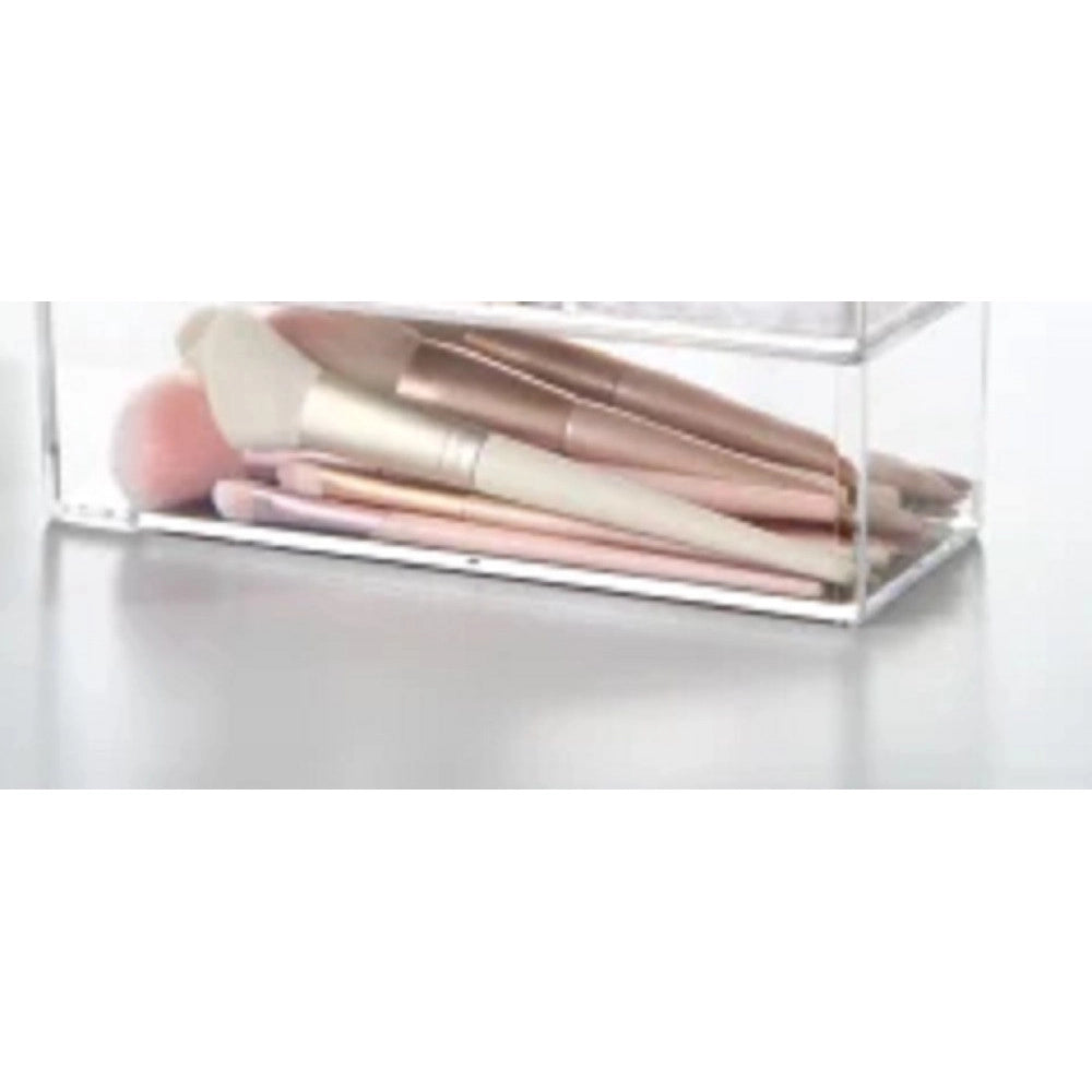 Trade Shop - Contenitore Organizer Per Cosmetici Portatrucchi Trasparente Con Coperchio In Legno 10828 -