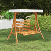 Altalena con Tetto Crema Legno Massello Ricurvo Finitura in Teak 313937