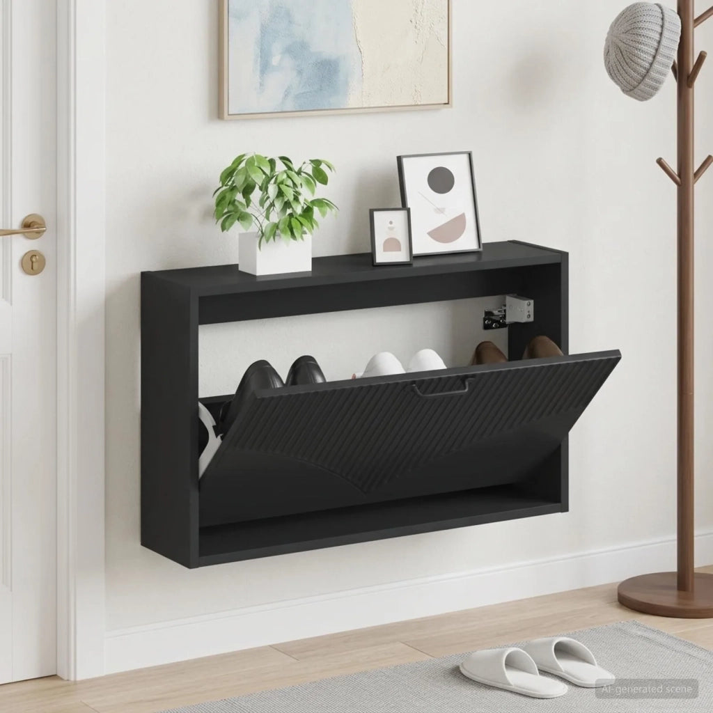 Mobiletto per Scarpe da Muro HOORN 71 x 17 x 43 cm Nero 897286