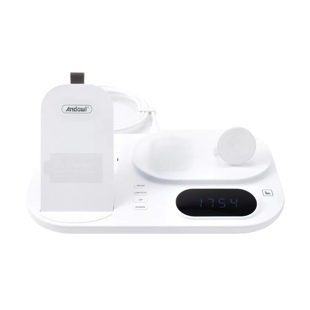 Trade Shop - Stazione Di Ricarica Wireless 4in1 Multifunzione 30w Per Smartphone Airpods Smartwatch A06 -