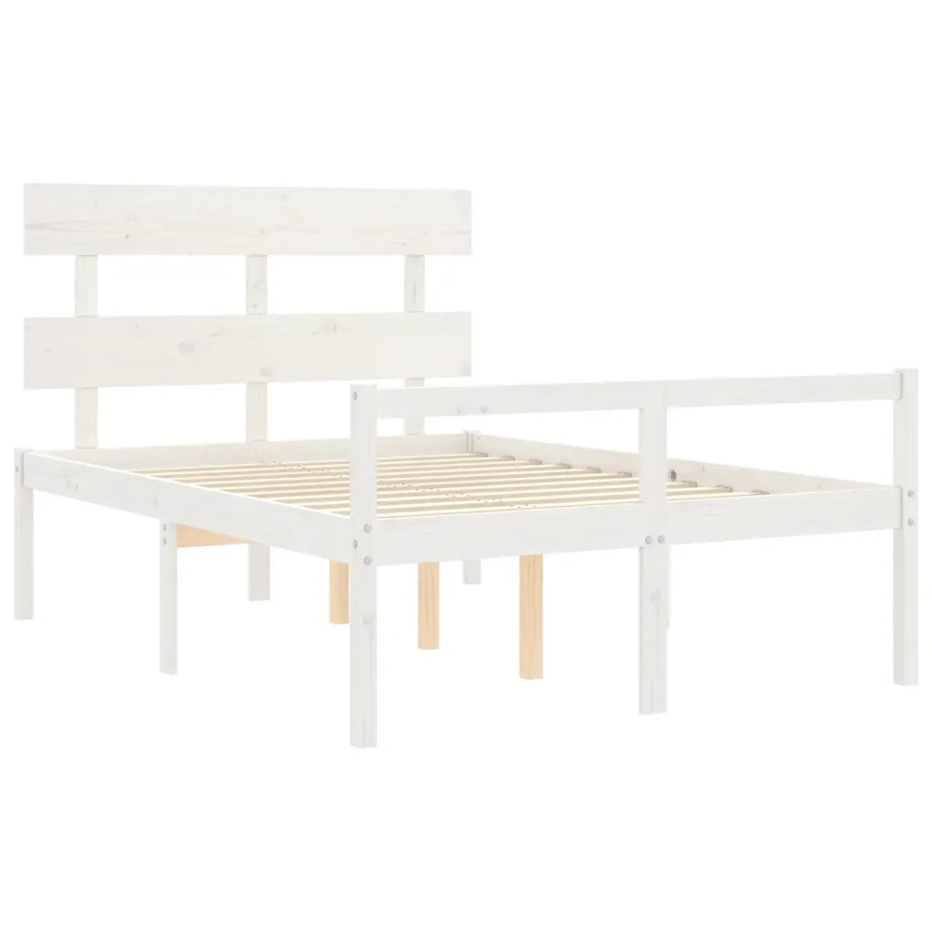 Letto matrimoniale | Letto per adulti | Letto per Anziani con Testiera Bianco 120x200 cm Legno Massello