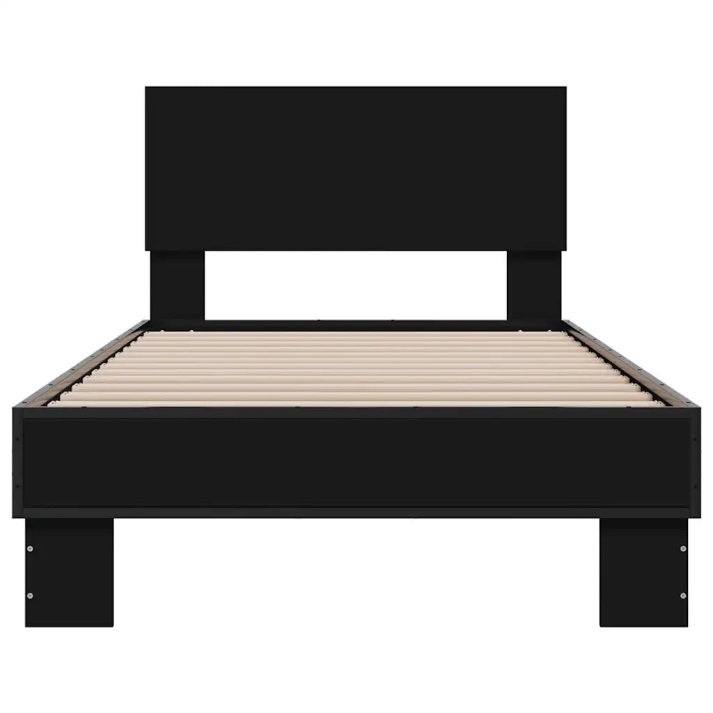 Giroletto Nero 75x190 cm in Legno Multistrato e Metallo 845812