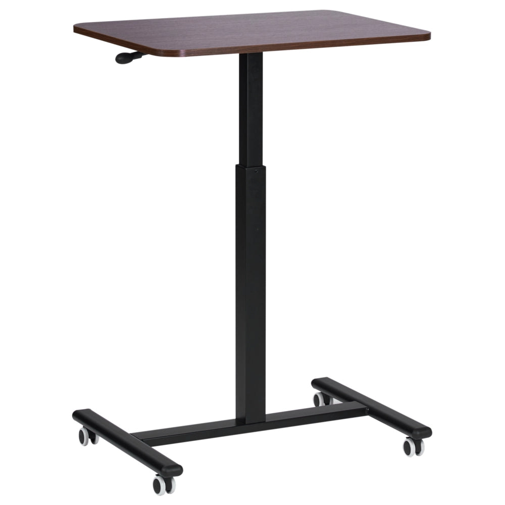 Scrivania regolabile manualmente per laptop in legno scuro e nero 65 x 48 cm con struttura in acciaio verniciato a polvere