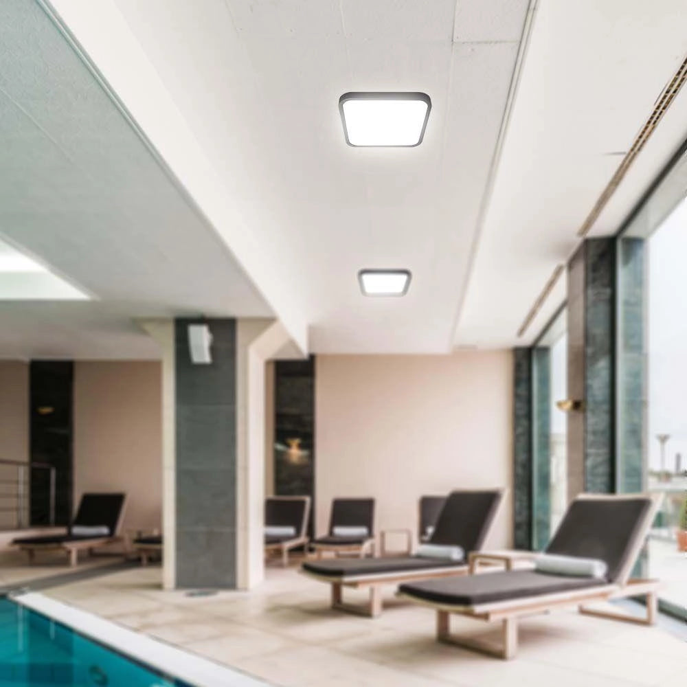 Plafoniera LED V-TAC 48W quadrata 42cm nera 4000K IP44
