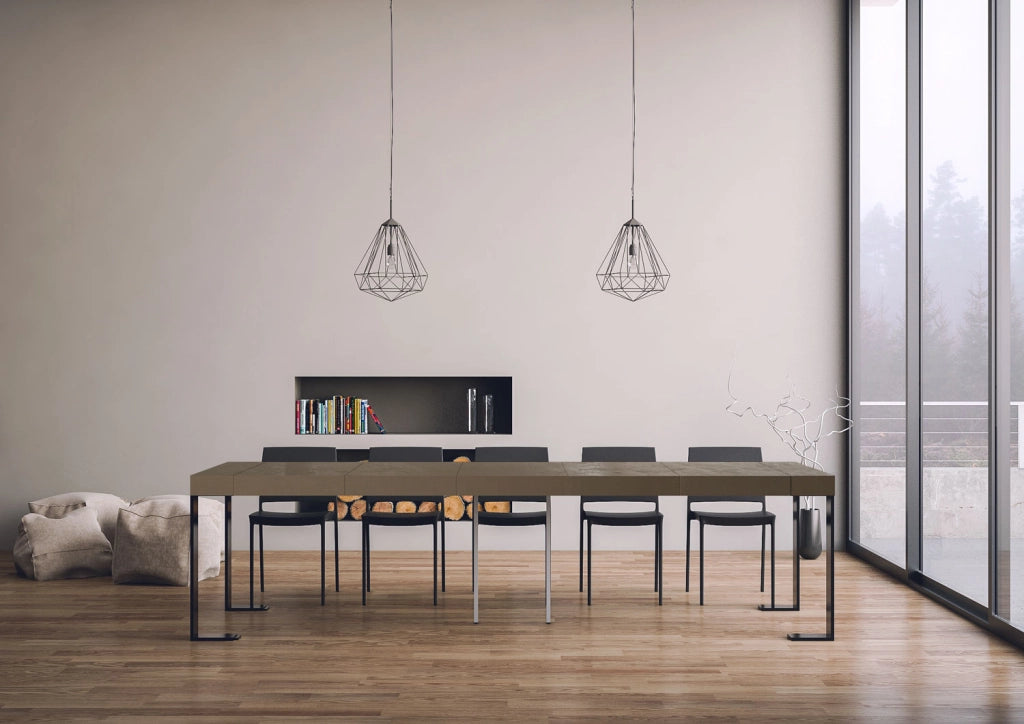 Consolle allungabile 90x40/300 cm Tekno Premium Tortora telaio Antracite