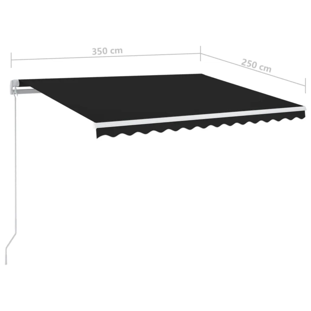 Tenda da Sole Retrattile Manuale con LED-Tenda parasole per Patio 350x250 cm Antracite 618183