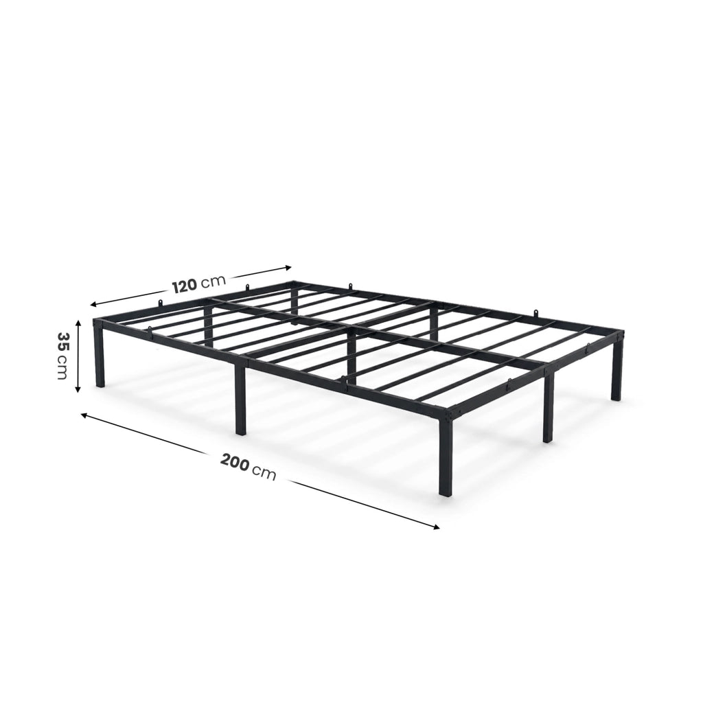 Struttura Letto Pieghevole in Metallo Rete a Doghe 120x200 cm Nero Letto per Ospiti 9 Gambe 20 Doghe