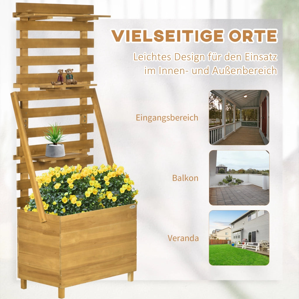 Letto da giardino con cassetti e traliccio ¨C zephmum ¨C 63x39x160 cm, legno massello, naturale