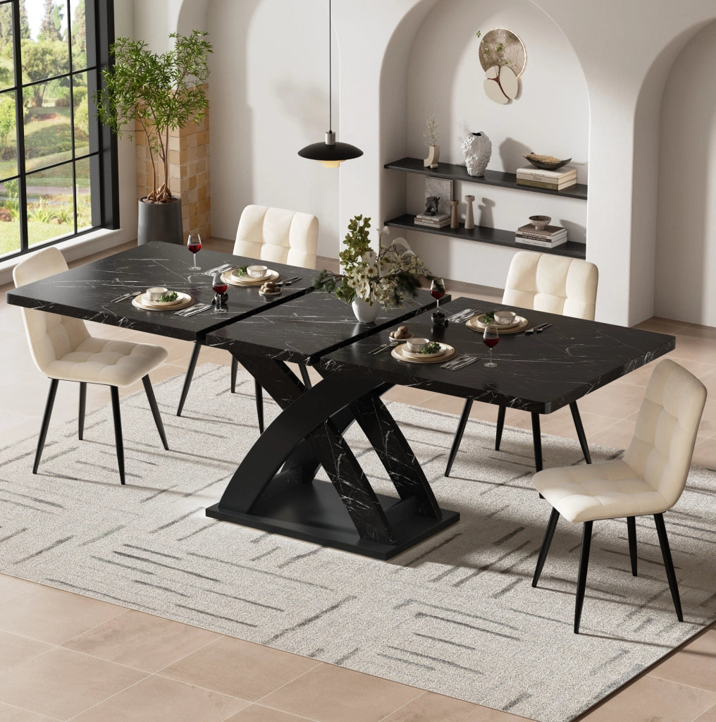 Tavolo da pranzo 120x80x75 cm allungabile; MDF e metallo; nero