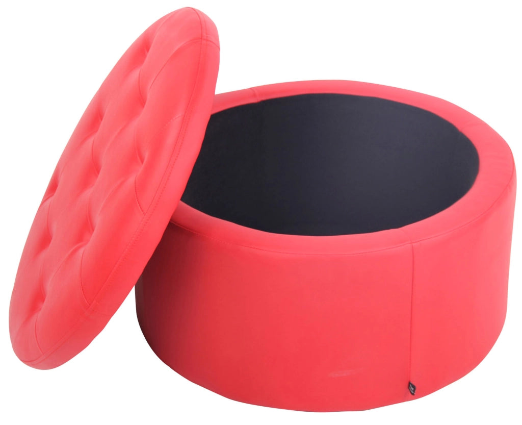 Pouf Tondo Contenitore Evora rosso,Finta pelle