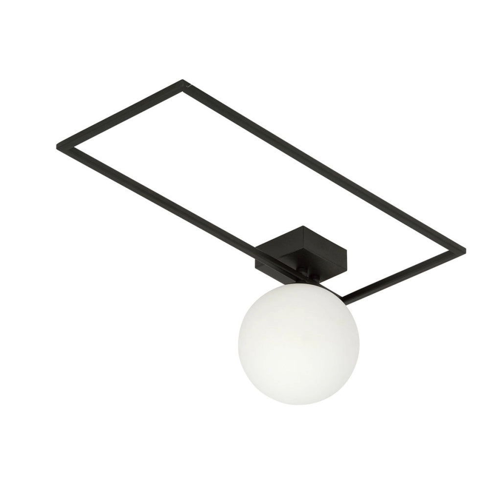 Lampada a parete IMAGO in acciaio nero opaco e vetro opale