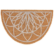 Zerbino in fibra di cocco naturale con supporto in PVC antiscivolo 40 x 60 cm, modello geometrico a forma di mezzo giro, decorazione moderna per interni.