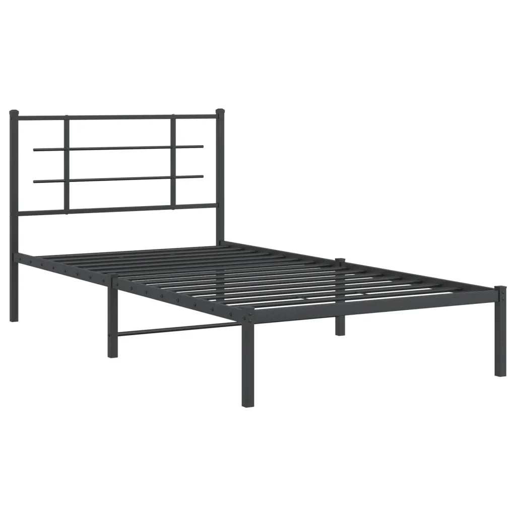Letto singolo | Letto per adulti | Giroletto con Testiera in Metallo Nero 107x203 cm
