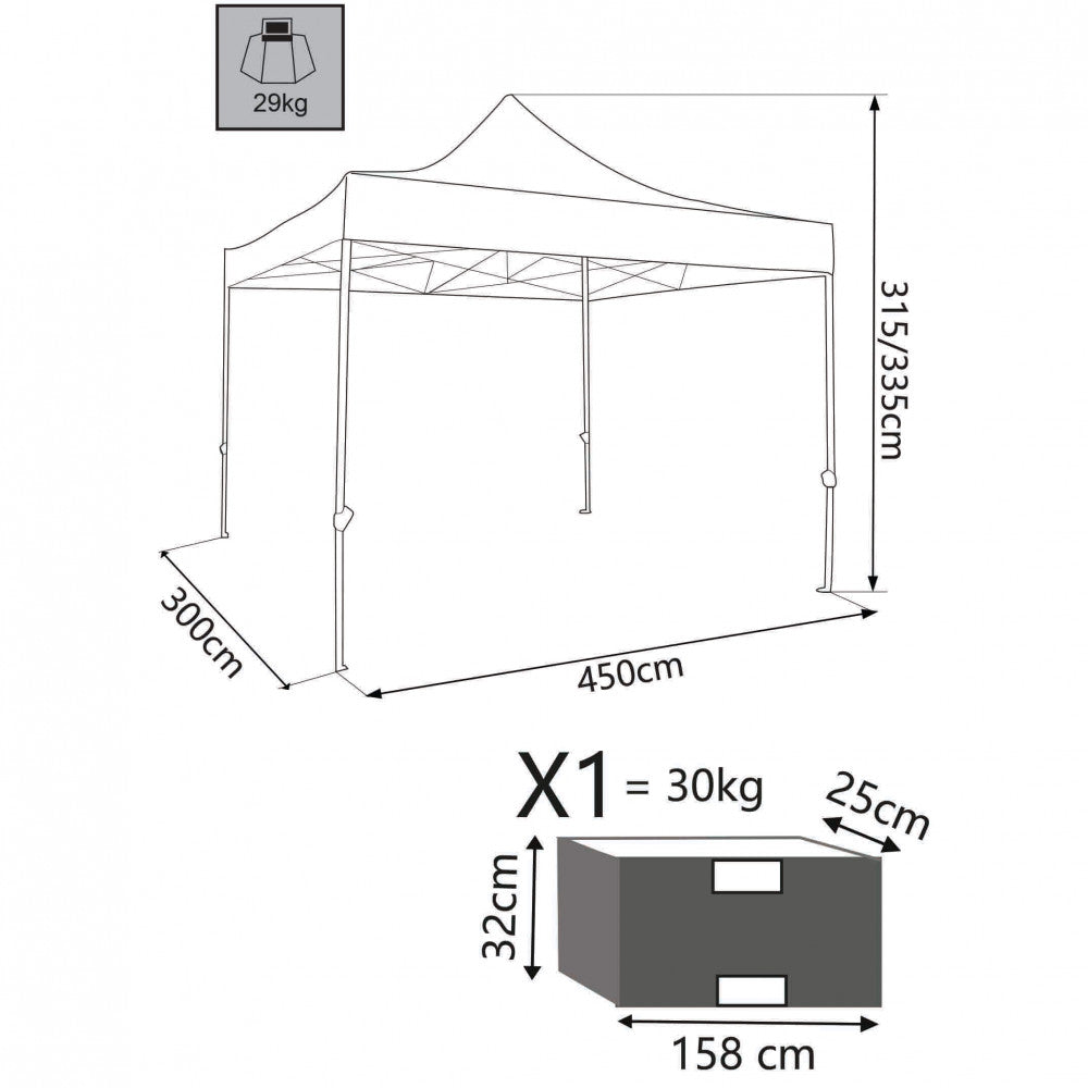 Gazebo Pantheon 3x4,5 m in Alluminio Bianco