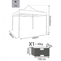 Gazebo Pantheon 3x4,5 m in Alluminio Bianco