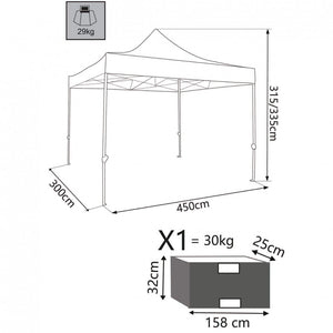 Gazebo Pantheon 3x4,5 m in Alluminio Bianco