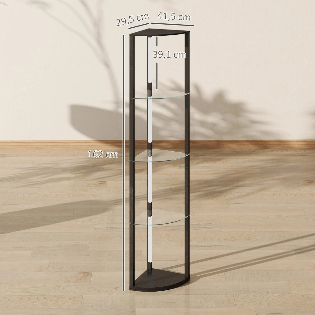 Lampada da terra con scaffale in vetro ¨C zephmum ¨C nero 3 livelli luminosit¨¤ interruttore a pedale