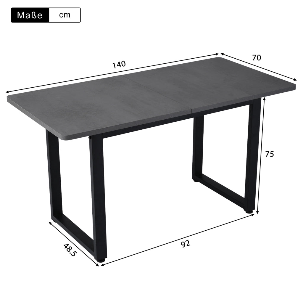 Tavolo rettangolare stile industriale nero e grigio con struttura in metallo