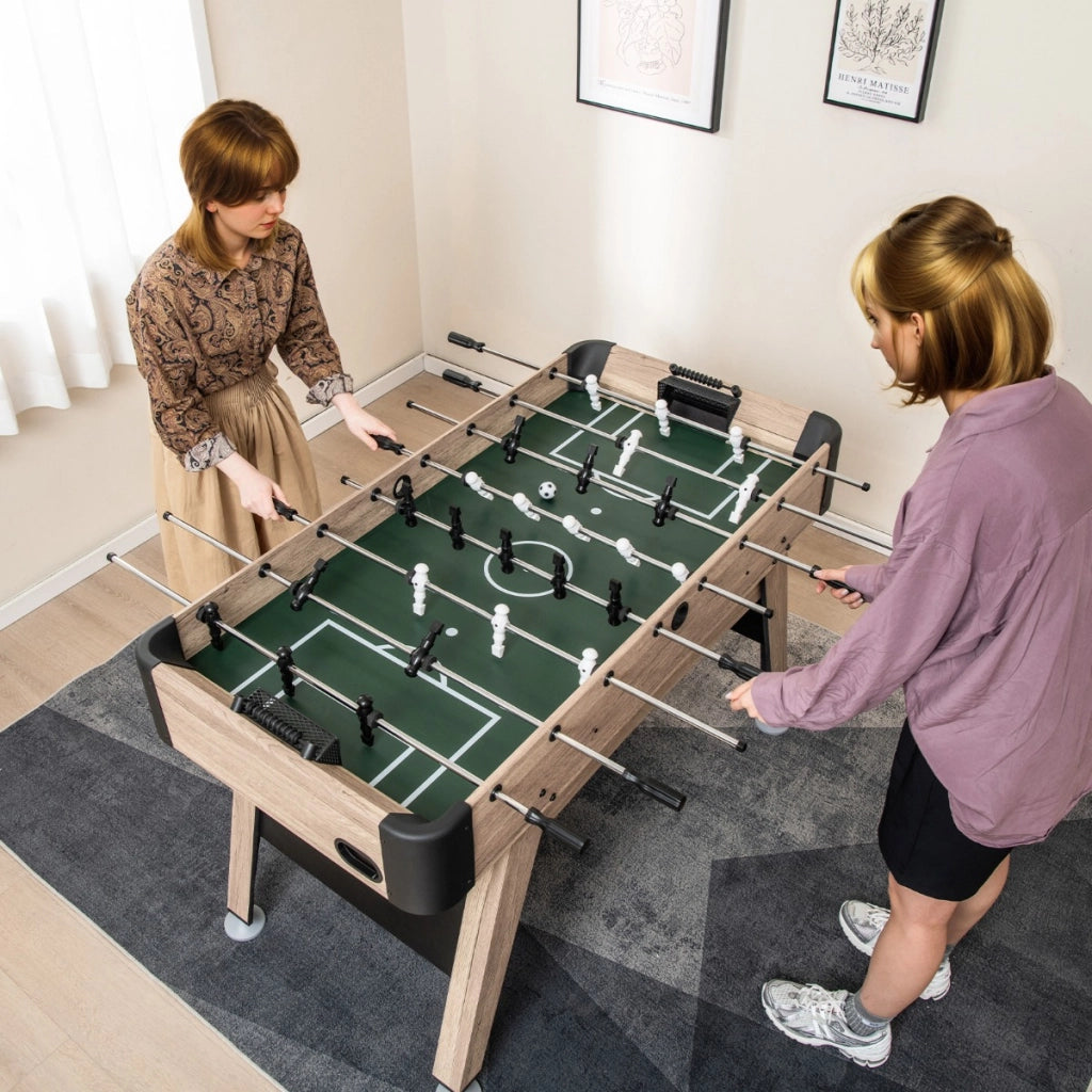 137cm Tavolo calcio balilla con 2 palle e 26 giocatori 2 segnatori a pergamena, Gioco calcistico con livelli regolabili Naturale-Stanza dei giochi
