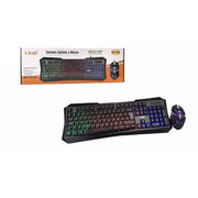 Trade Shop - Tastiera Mouse Retroilluminata Gaming Con Cavo Usb Led Rgb Ergonomica Led-mk1568 -