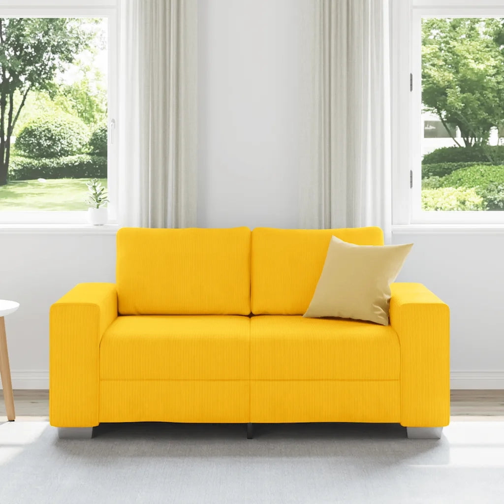 Divano | Divano da soggiorno | Sofa Divanetto Giallo Chiaro 160x77x82cm Tessuto di Velluto a Coste