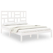 Letto matrimoniale | Letto per adulti | Giroletto Bianco in Legno Massello 160x200 cm