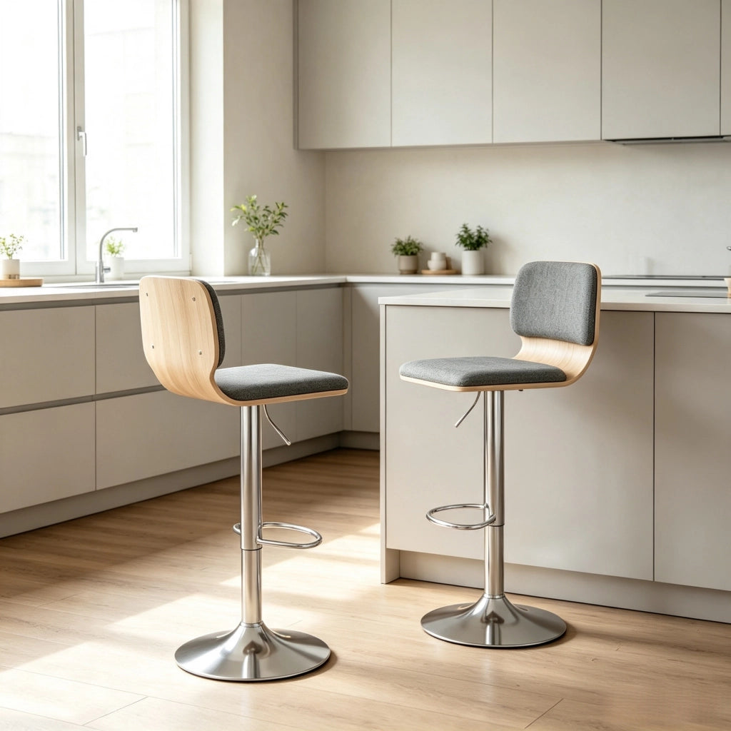 SGABELLI BAR Set da 2 pezzi girevoli 360° regolabili in altezza 41x47,5x81-102 cm Grigio