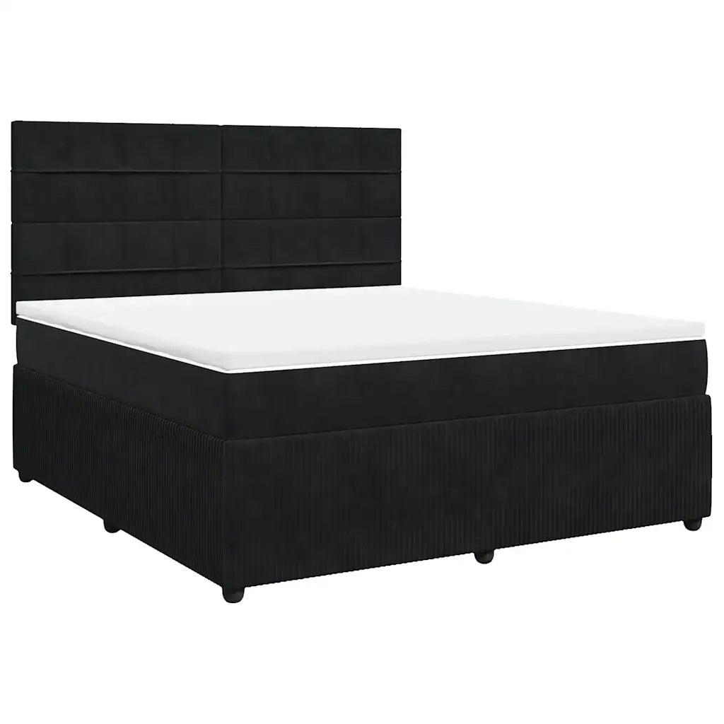 Giroletto a Molle con Materasso Nero 180x200 cm in Velluto 3292408