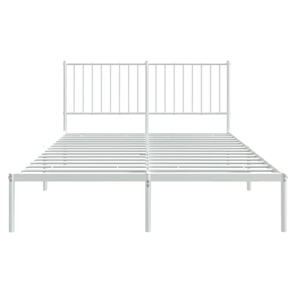 Letto matrimoniale | Letto per adulti | Giroletto con Testiera Metallo Bianco 135x190 cm