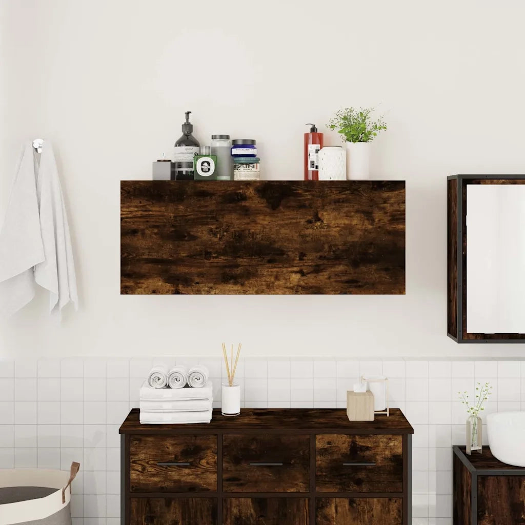 vidaXL Armadietto Bagno Rovere Fumo 100x25x40 cm in Truciolato