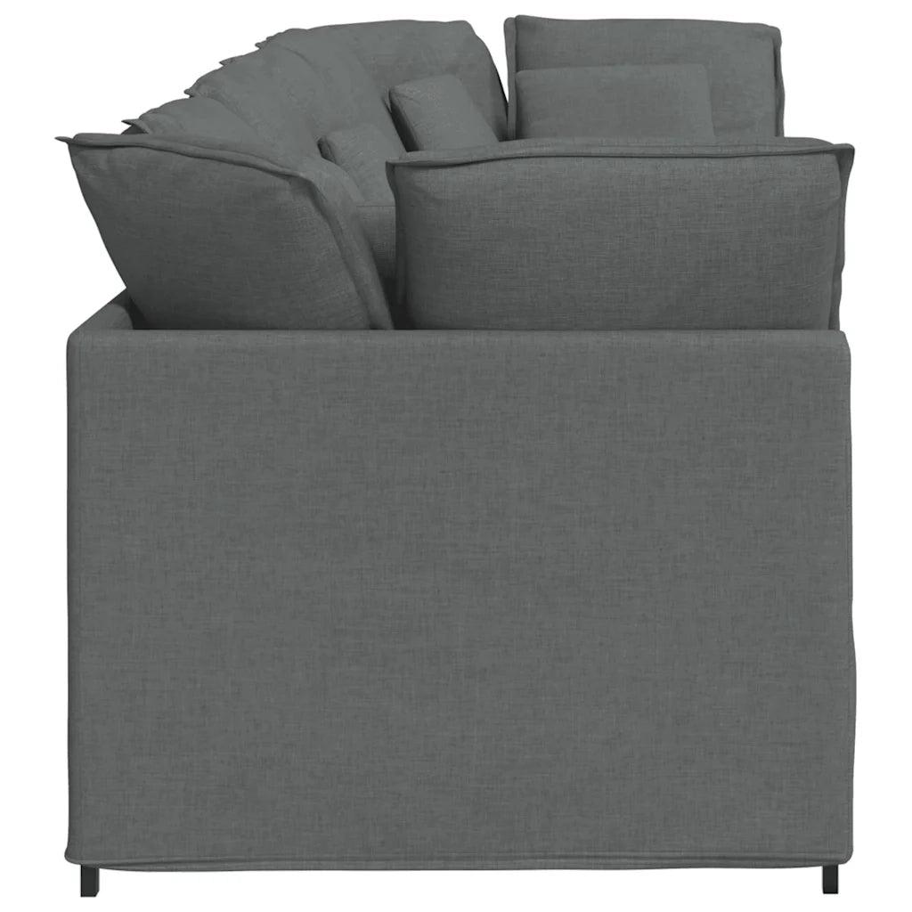 vidaXL Divano Modulare con Cuscini in Tessuto Grigio Scuro
