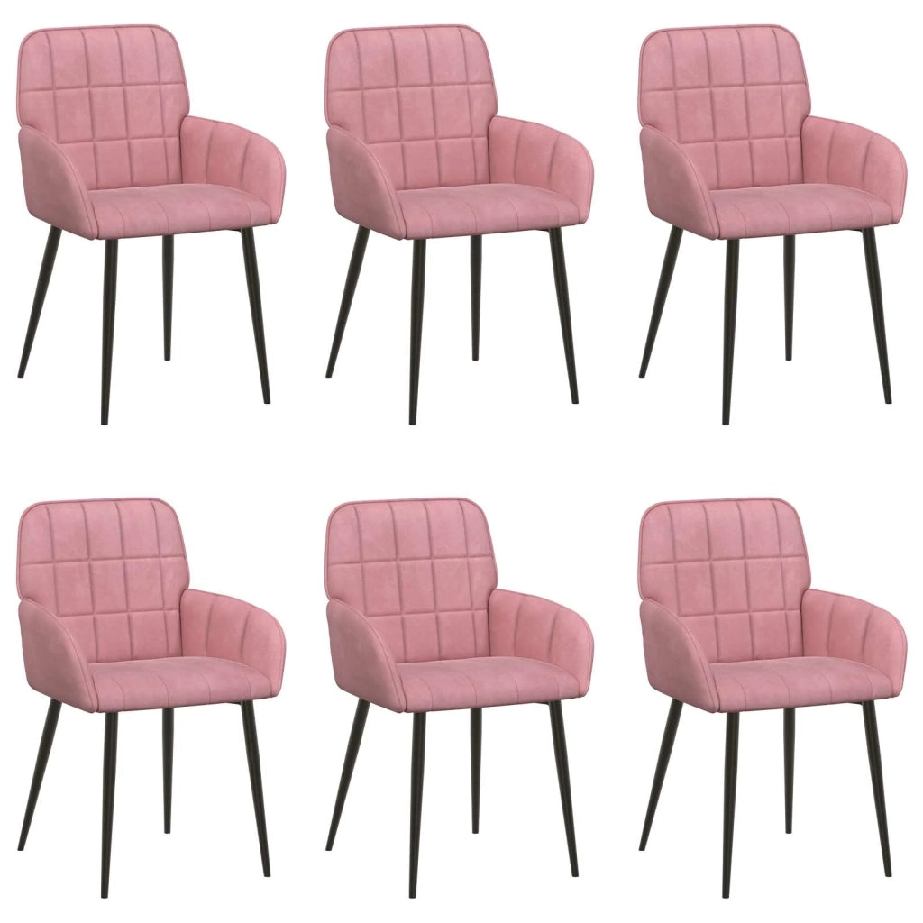 Sedie da pranzo 6 pcs Velluto (V) Rosa 56,5 x 50 x 86 cm 3428178