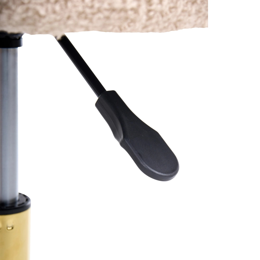 Sedia da Ufficio Girevole in Bouclé Beige Chiaro con Altezza Regolabile