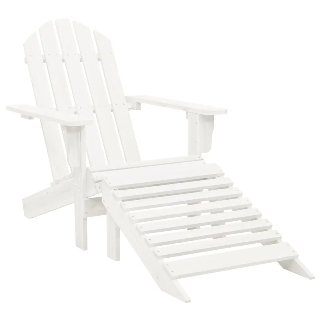 Sedia Adirondack con Ottomana e Tavolo in Abete Massello Bianco 315929