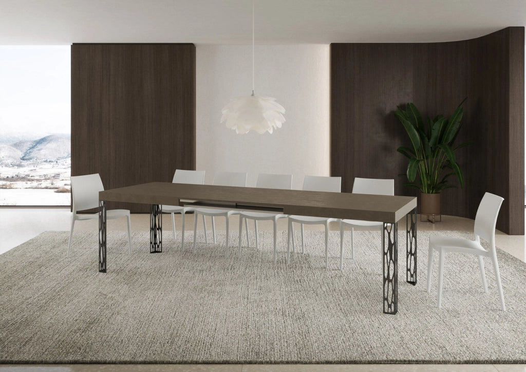 Tavolo Allungabile 160-264x90x77 cm Ghibli Tortora Telaio Antracite