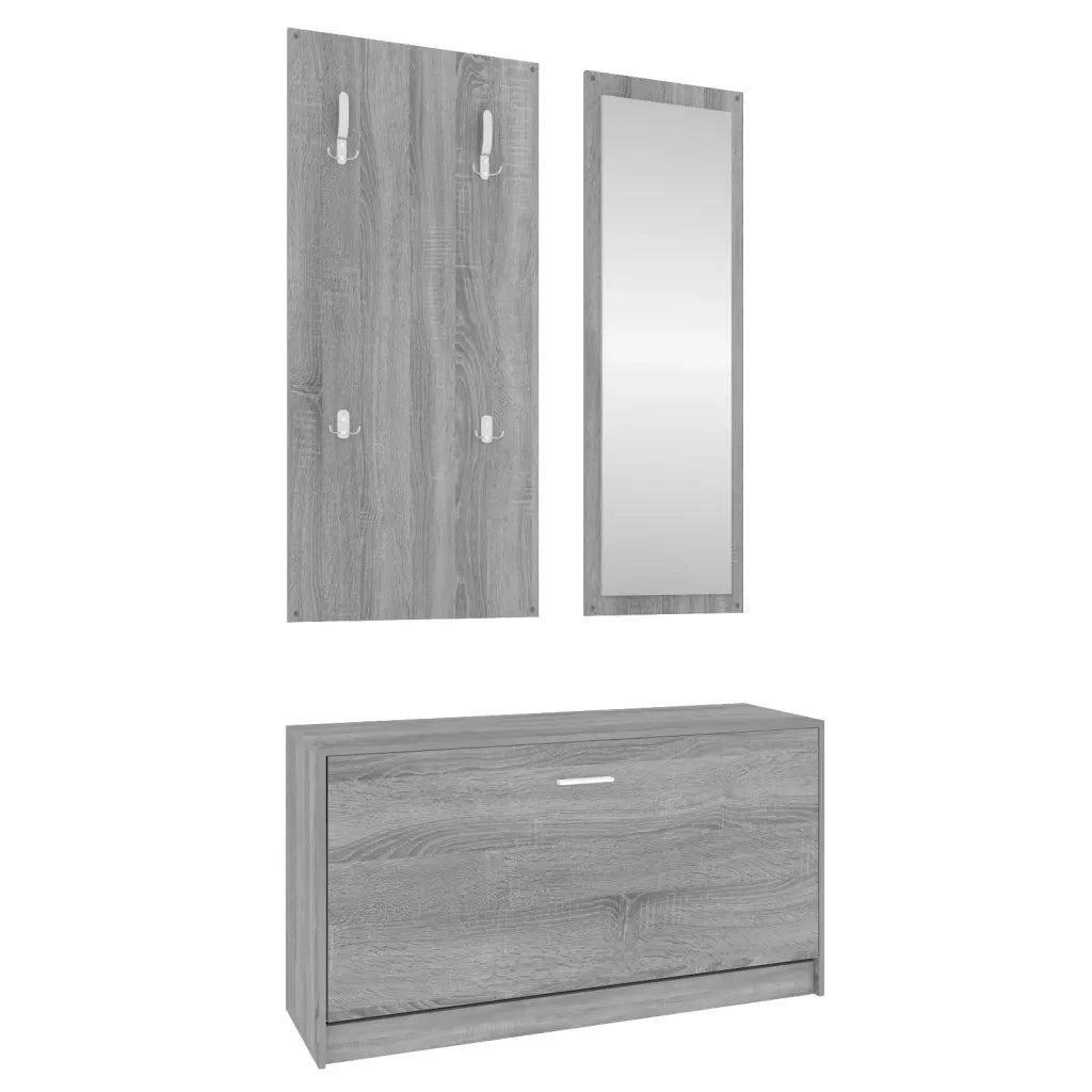 Set Scarpiere 3 in 1-Scaffale per scarpe grigio sonoma in Legno Multistrato