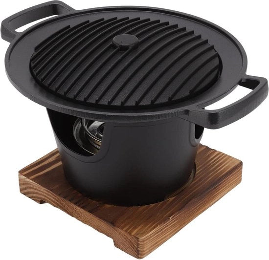 Pentola Grill a Cottura senza Smalto per Barbecue Coreano - Griglia Indoor Senza Fumo per BBQ - Pentola Barbecue Portatile per Cucina - Tavola Grill Ronde in Acciaio per Barbecue
