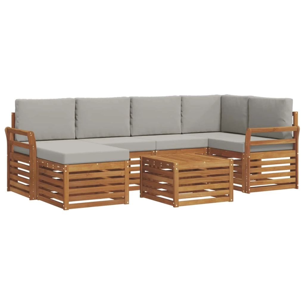 Set divano sezionale con cuscino 7 pcs Grigio Naturale e Chiaro 3375131